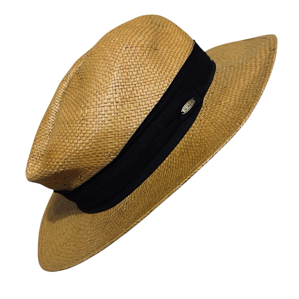 Scala Classico Straw Fedora Hat – Natural Tan with Black Band (S/M)